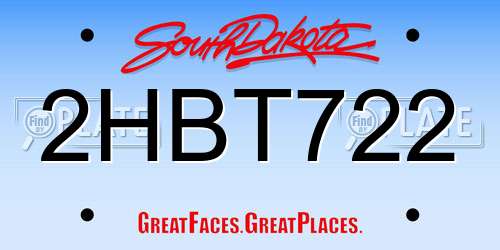 2HBT722 South Dakota License Plate