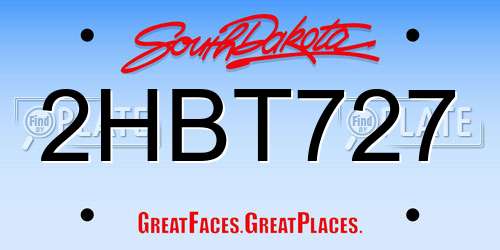 2HBT727 South Dakota License Plate