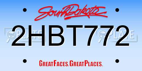 2HBT772 South Dakota License Plate