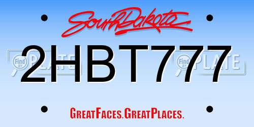 2HBT777 South Dakota License Plate