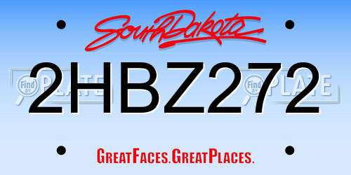 2HBZ272 South Dakota License Plate