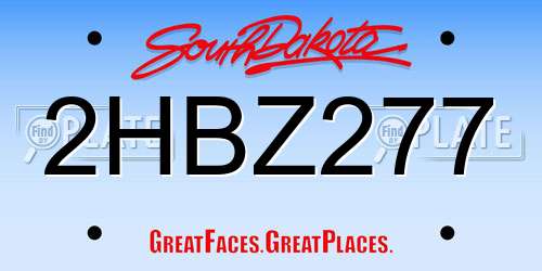 2HBZ277 South Dakota License Plate