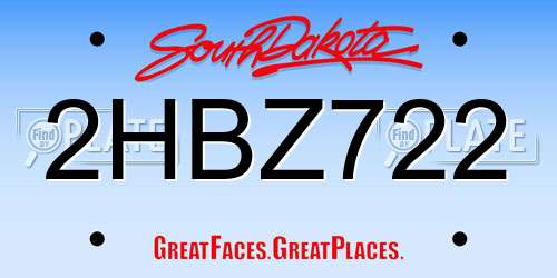 2HBZ722 South Dakota License Plate