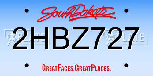 2HBZ727 South Dakota License Plate