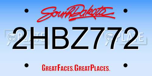 2HBZ772 South Dakota License Plate