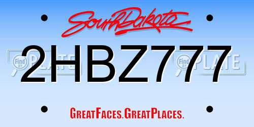 2HBZ777 South Dakota License Plate