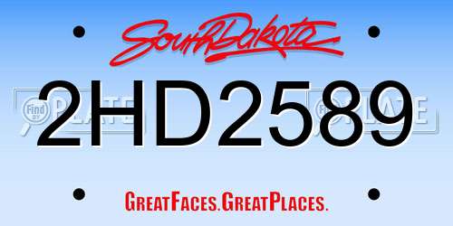 2HD2589 South Dakota License Plate
