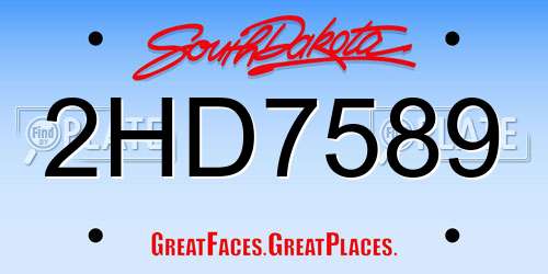 2HD7589 South Dakota License Plate