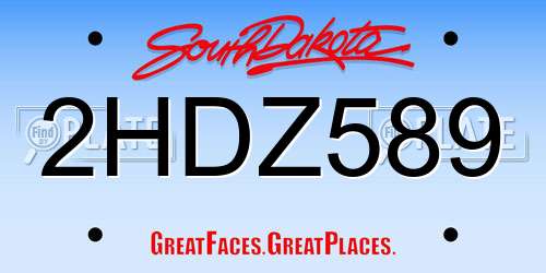 2HDZ589 South Dakota License Plate