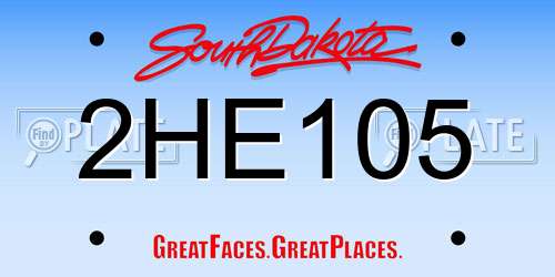 2HE105 South Dakota License Plate