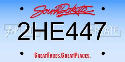 2HE447 South Dakota License Plate