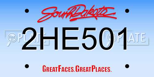 2HE501 South Dakota License Plate