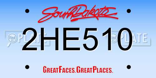 2HE510 South Dakota License Plate