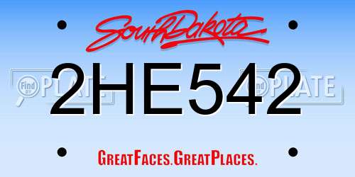 2HE542 South Dakota License Plate