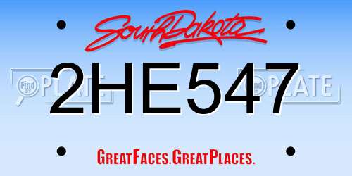2HE547 South Dakota License Plate