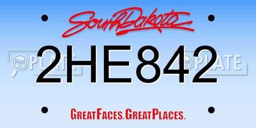 2HE842 South Dakota License Plate