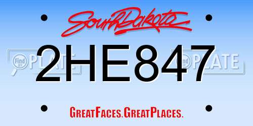 2HE847 South Dakota License Plate