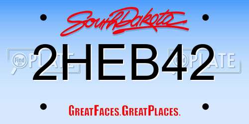 2HEB42 South Dakota License Plate