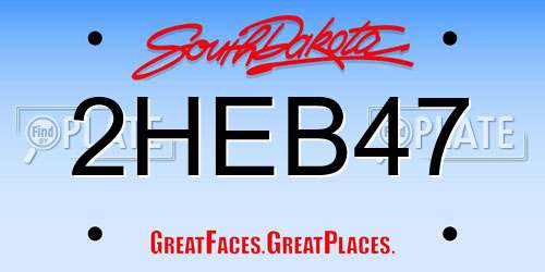 2HEB47 South Dakota License Plate