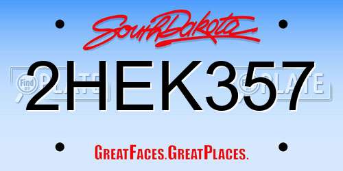 2HEK357 South Dakota License Plate