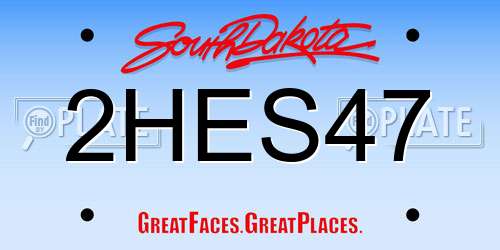 2HES47 South Dakota License Plate