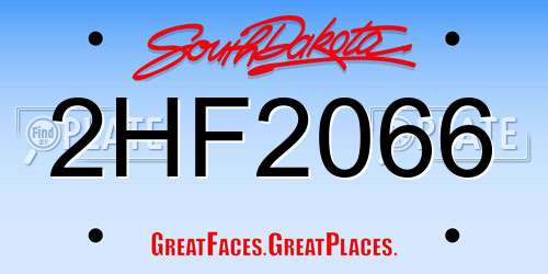 2HF2066 South Dakota License Plate