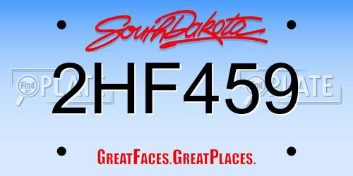 2HF459 South Dakota License Plate