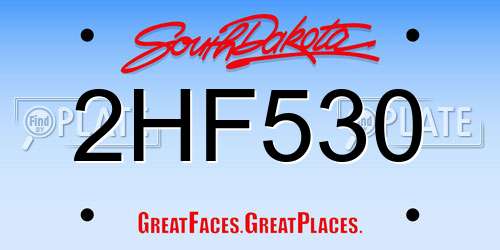 2HF530 South Dakota License Plate