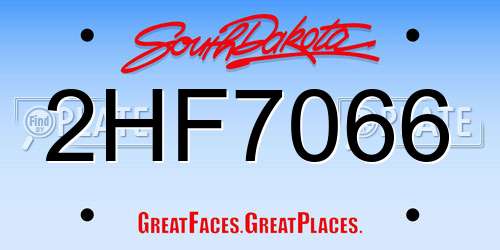 2HF7066 South Dakota License Plate