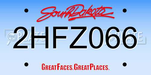 2HFZ066 South Dakota License Plate
