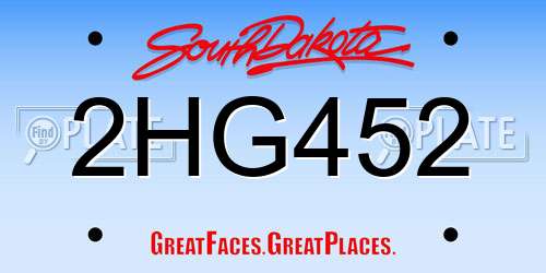 2HG452 South Dakota License Plate