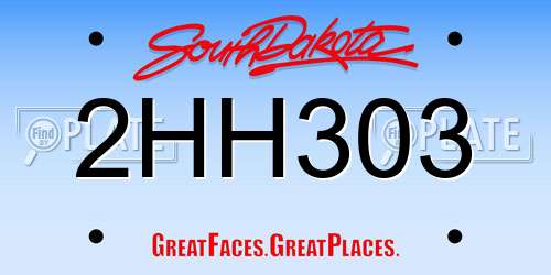 2HH303 South Dakota License Plate