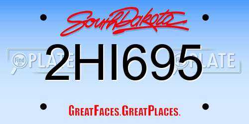 2HI695 South Dakota License Plate