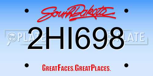 2HI698 South Dakota License Plate