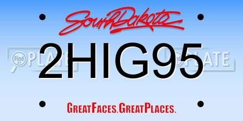 2HIG95 South Dakota License Plate
