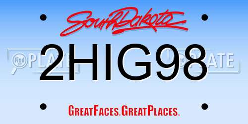 2HIG98 South Dakota License Plate