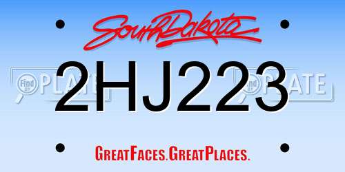 2HJ223 South Dakota License Plate