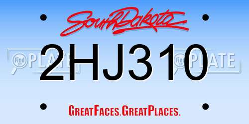 2HJ310 South Dakota License Plate