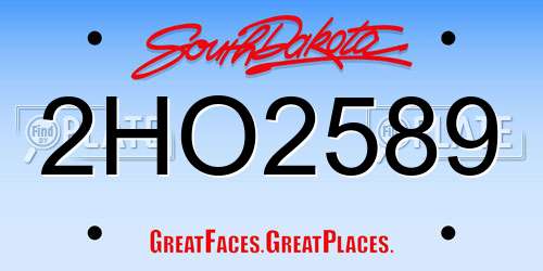 2HO2589 South Dakota License Plate