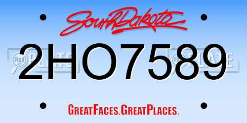 2HO7589 South Dakota License Plate
