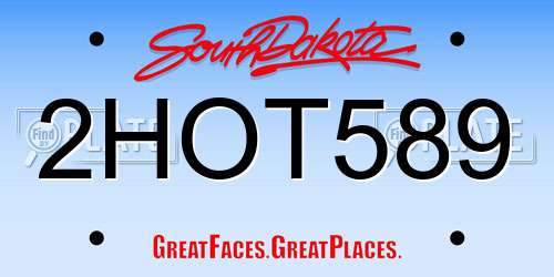 2HOT589 South Dakota License Plate