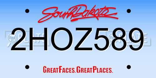 2HOZ589 South Dakota License Plate