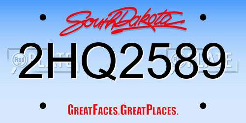 2HQ2589 South Dakota License Plate