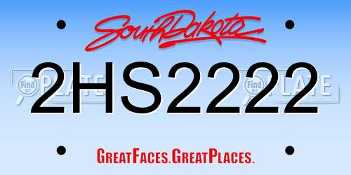 2HS2222 South Dakota License Plate