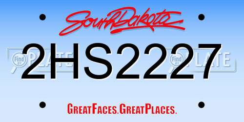 2HS2227 South Dakota License Plate