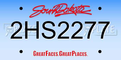 2HS2277 South Dakota License Plate