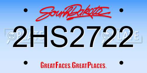 2HS2722 South Dakota License Plate