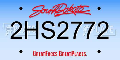 2HS2772 South Dakota License Plate
