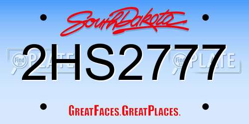 2HS2777 South Dakota License Plate