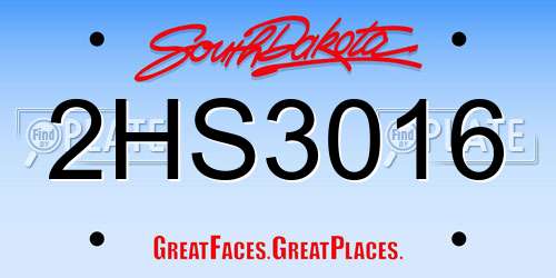 2HS3016 South Dakota License Plate